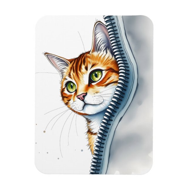 Vackert populärt vattenfärgat kattsamling i Cute Magnet (Vertikal)