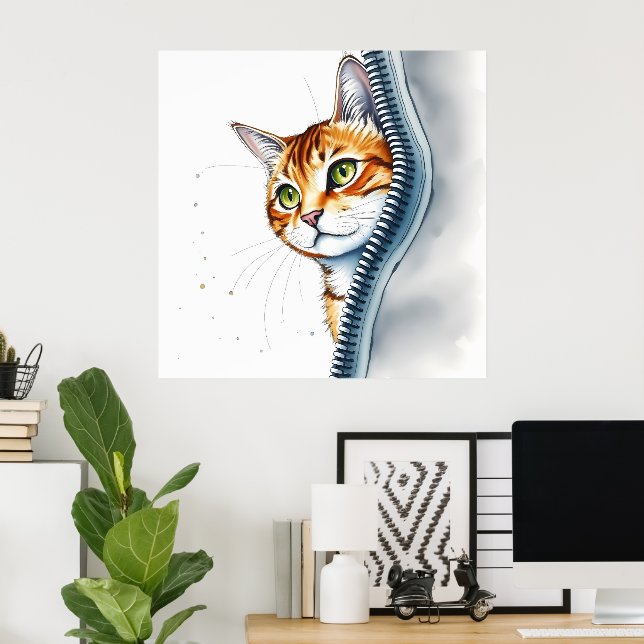 Vackert populärt vattenfärgat kattsamling i Cute Poster (Hemmakontoret)
