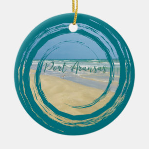 Vackert portvin Aransas Texas Beach Julgransprydnad Keramik