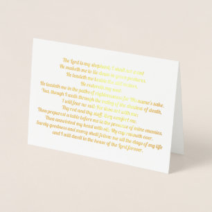 Vackert psalm 23 bible Verse Gold Foil Card Folierat Kort