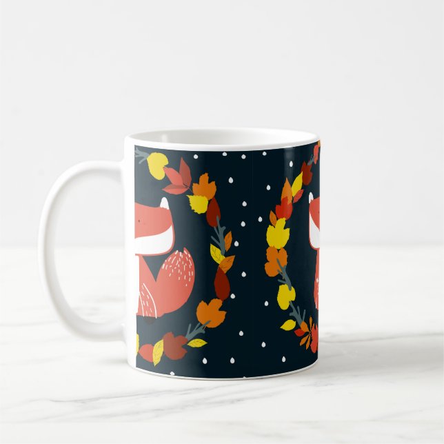 Vackert räv i vinterskogen mönster kaffemugg (Vänster)