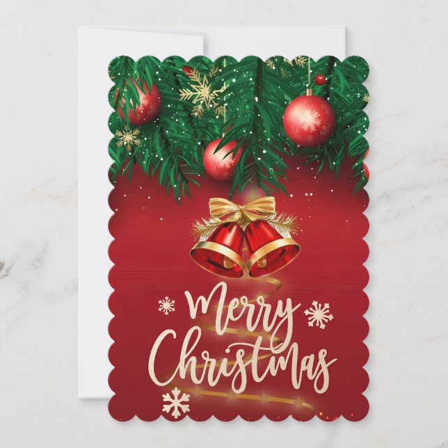 Vackert Red Guld God jul Personal Wish Inbjudningar (Framsida)