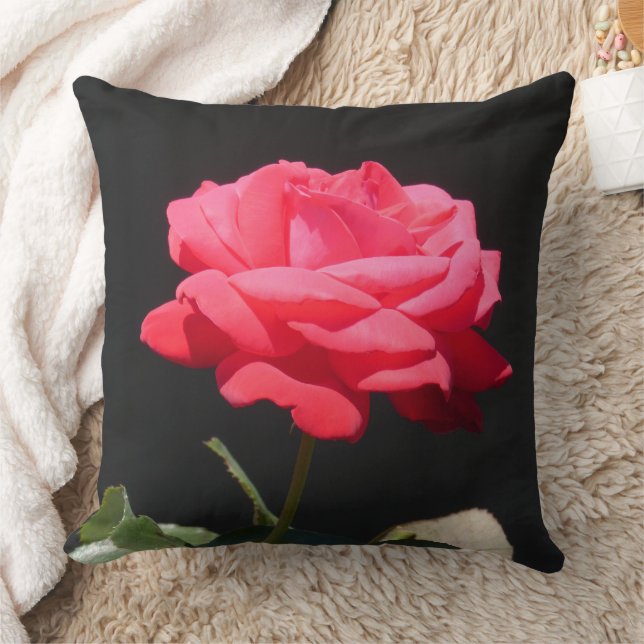 Vackert Redish Rosa ros stäng upp Pillow Kudde (Filt)