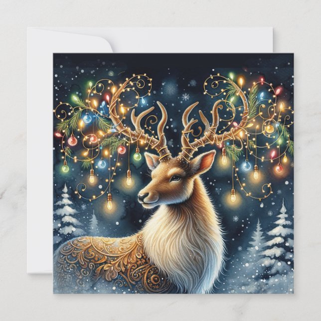 Vackert Reindeer Art Card Tack Kort (Framsida)
