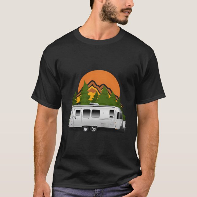 Vackert Retro Airstream Camping Trailer Tee for (Framsida)