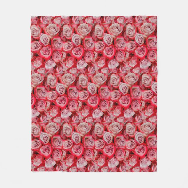 Vackert ro i rosa och rödblombukett fleecefilt (Framsidan)