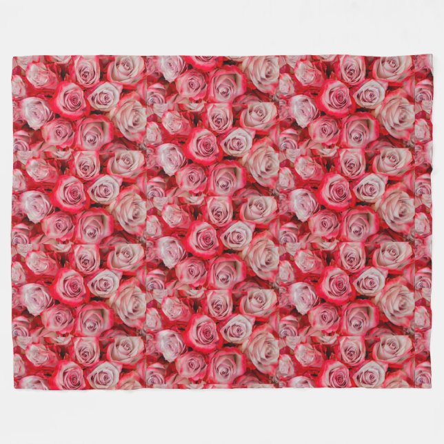 Vackert ro i rosa och rödblombukett fleecefilt (Framsidan (Horisontell))