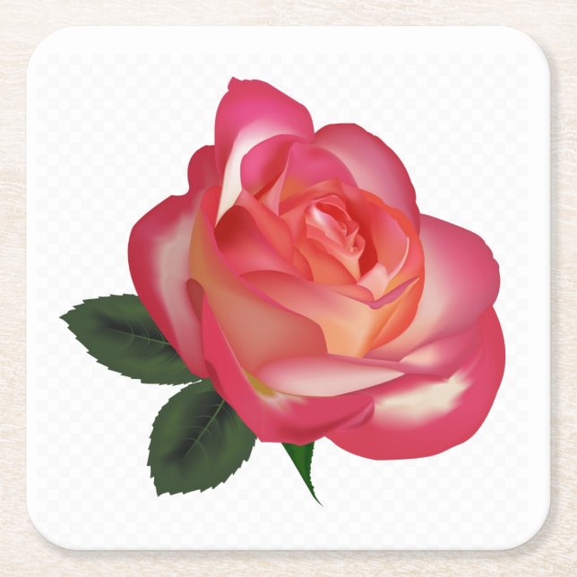 Vackert Röd ros Underlägg set Papper Kvadrat (Framsidan)