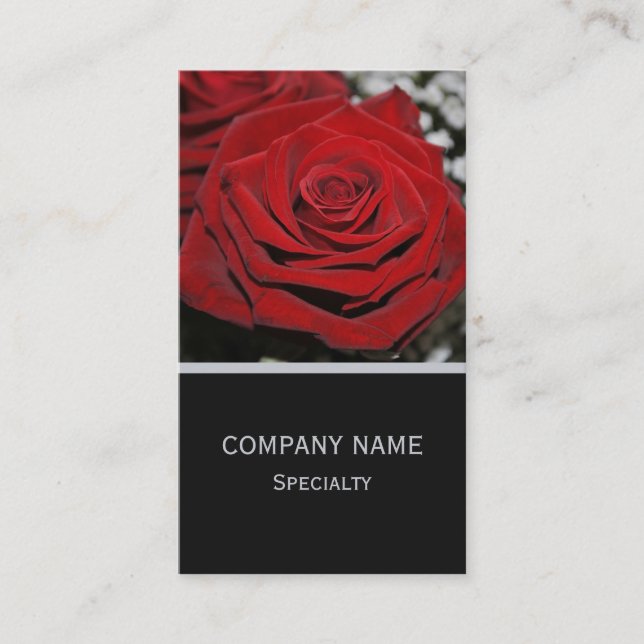 Vackert Röd ros Visitkort (Framsida)