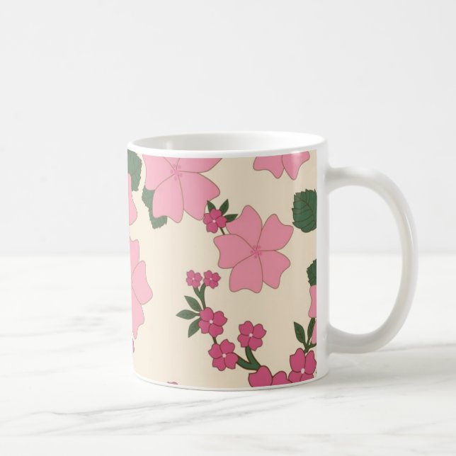 Vackert Rosa Blommönster Kaffemugg (Höger)