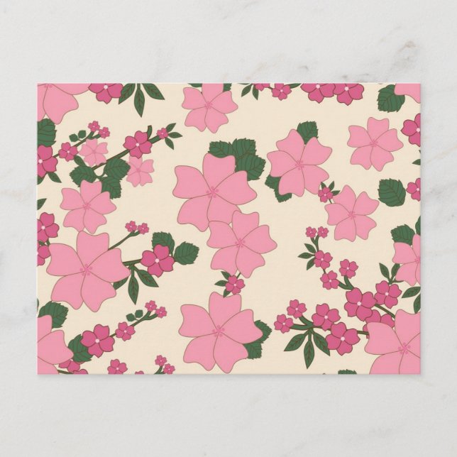 Vackert Rosa Blommotiv Vykort (Framsida)