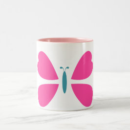Vackert Rosa Butterfly-flyg Två-Tonad Mugg