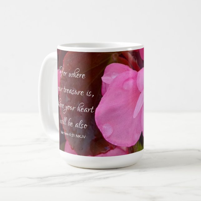 Vackert Rosa flödar upp din skattekabbla verse Kaffemugg (Framsida vänster)