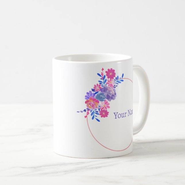 Vackert Rosa Lila Anpassat namn Ram Kaffemugg (Framsida höger)
