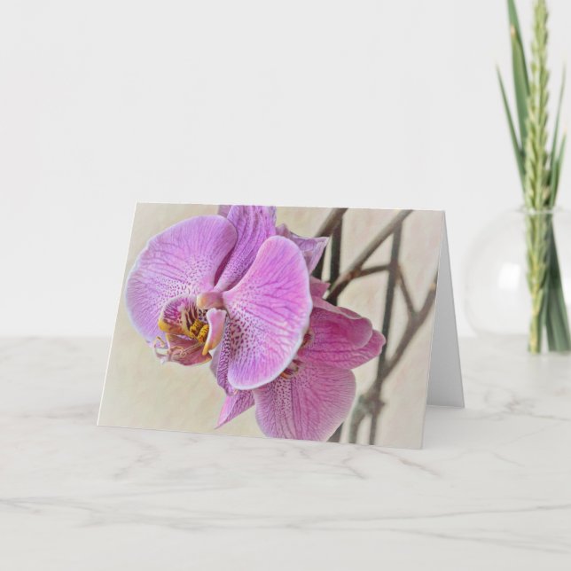Vackert Rosa Orchid Flower Art Note Card Kort (Framsida)