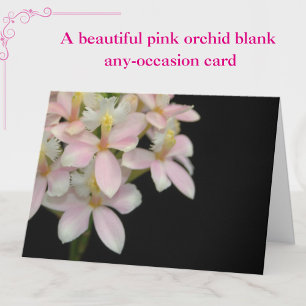 Vackert Rosa Orchid Flower på svart - tomt kort