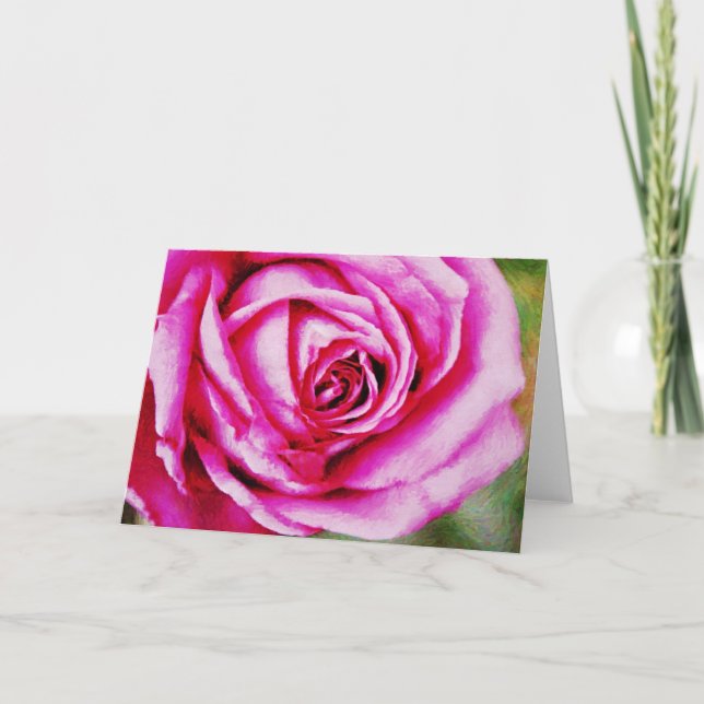 Vackert Rosa ros Art Note Card Kort (Framsida)