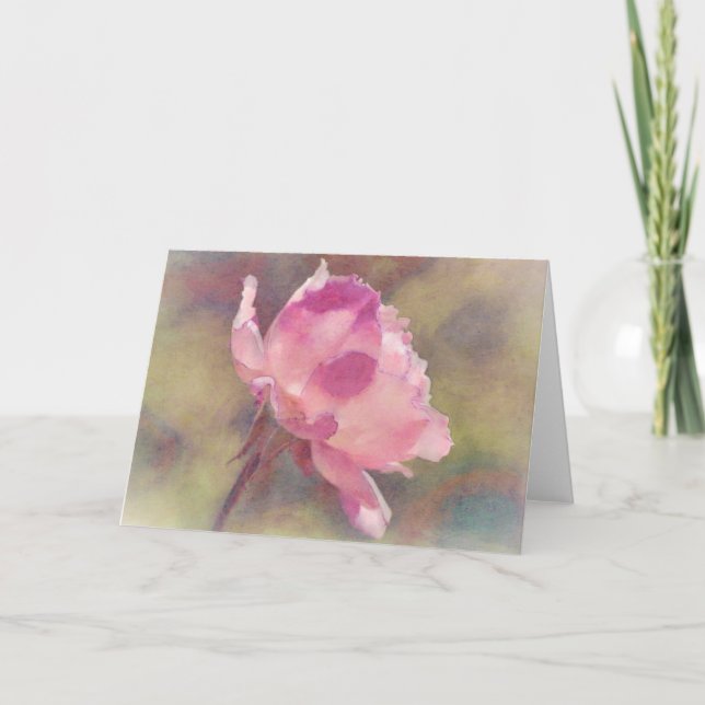 Vackert Rosa ros Art Note Card Kort (Framsida)