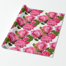 Vackert Rosa ros Blommigt på Vita Craft eller Presentpapper