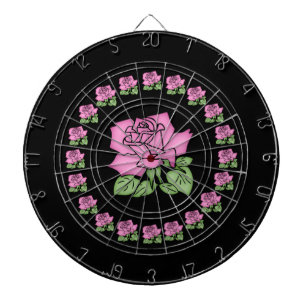 Vackert Rosa ros Dart Board-Anpassade Darttavla
