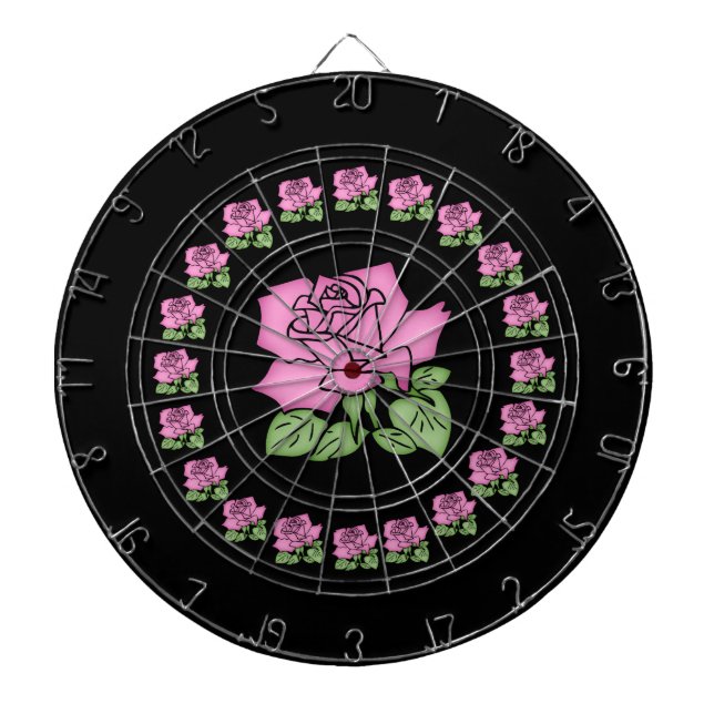 Vackert Rosa ros Dart Board-Anpassade Darttavla (Framsidan)