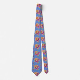 Vackert Rosa ros på Blue Manar Neck Tie Slips