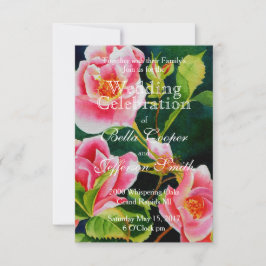 Vackert rosa ros, röd ros, vattenfärgad blommigt inbjudningar