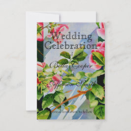 Vackert rosa ros, röd ros, vattenfärgad blommigt spara datumet