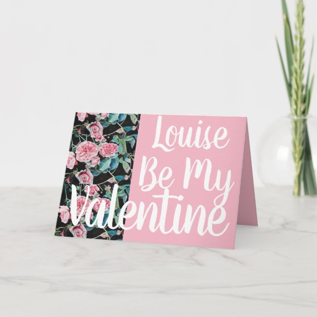 Vackert Rosa ros, var mitt Valentine Card Kort (Framsida)