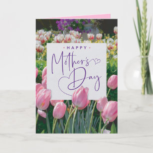 Vackert Rosa Tulip Garden Mors dag Card Kort