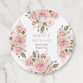 Vackert Rosa Watercolor Ro Blommigt Baby Shower Gåvor Etiketter