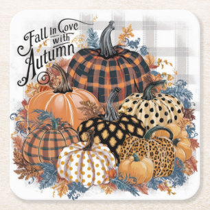 Vackert Rustic Fall i kärlek med höstkonst Underlägg Papper Kvadrat