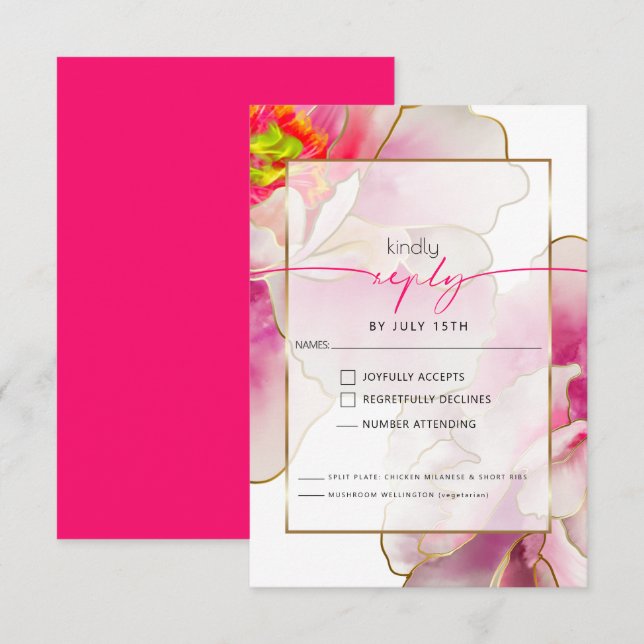 Vackert Scarlet Peony Meal Choice OSA Kort (Fram/baksida)