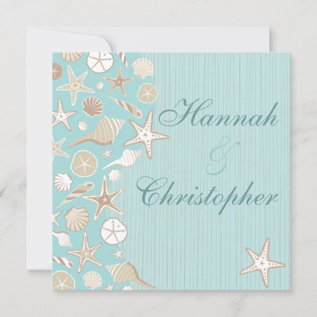 Vackert Seashell Beach-inbjudan Inbjudningar (Framsida)