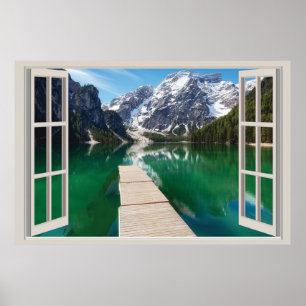 Vackert Sjö through Window Poster, Window Lakeh Poster