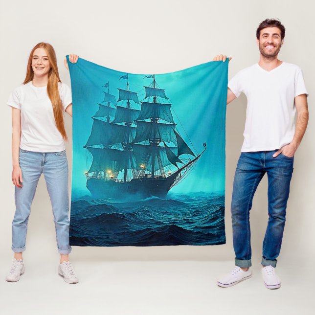 Vackert sjöfärdsdesign fleecefilt (På plats)