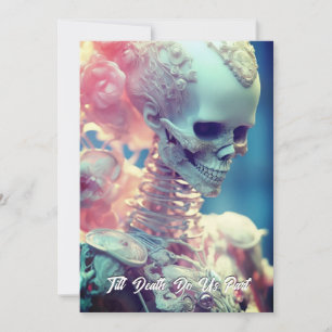 Vackert Skeleton Bride Wedbjudande Inbjudningar