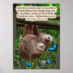 Vackert Sloth Scripture Poster Ephesian 4:32