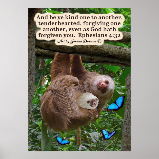 Vackert Sloth Scripture Poster Ephesian 4:32 (Framsidan)
