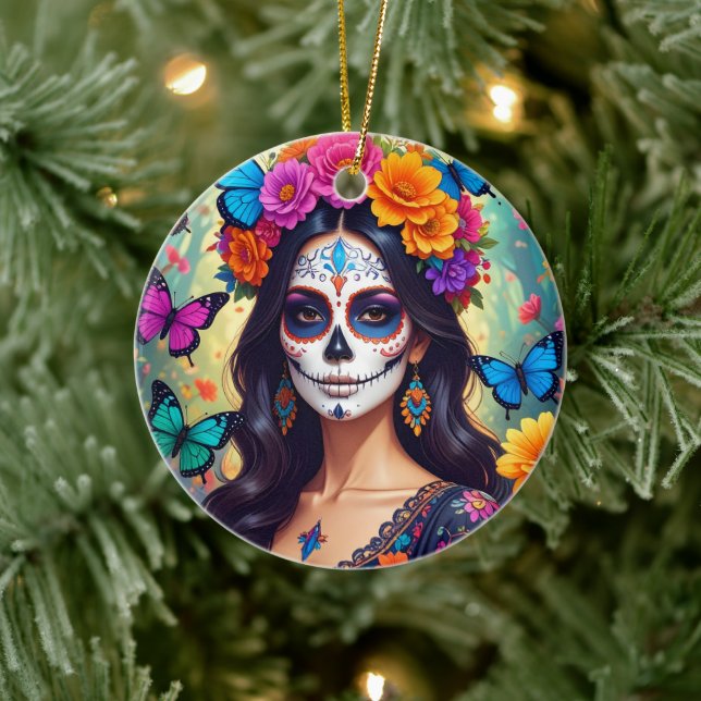 Vackert socker Skull-prydnad Julgransprydnad Keramik (Träd)