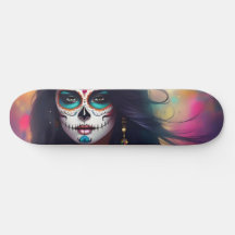 Vackert socker Skull Woman Skate Deck