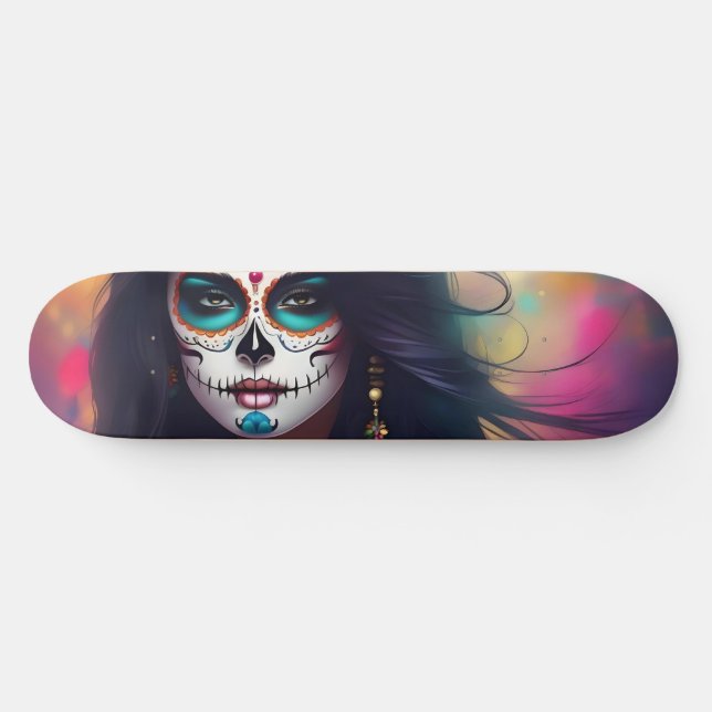 Vackert socker Skull Woman Skate Deck (Horz)