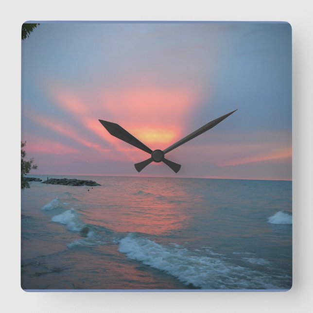 Vackert solläge fyrkantig klocka (Framsida)