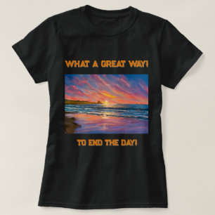 Vackert solnedgång vid målarfärg för Beach Waterco T Shirt