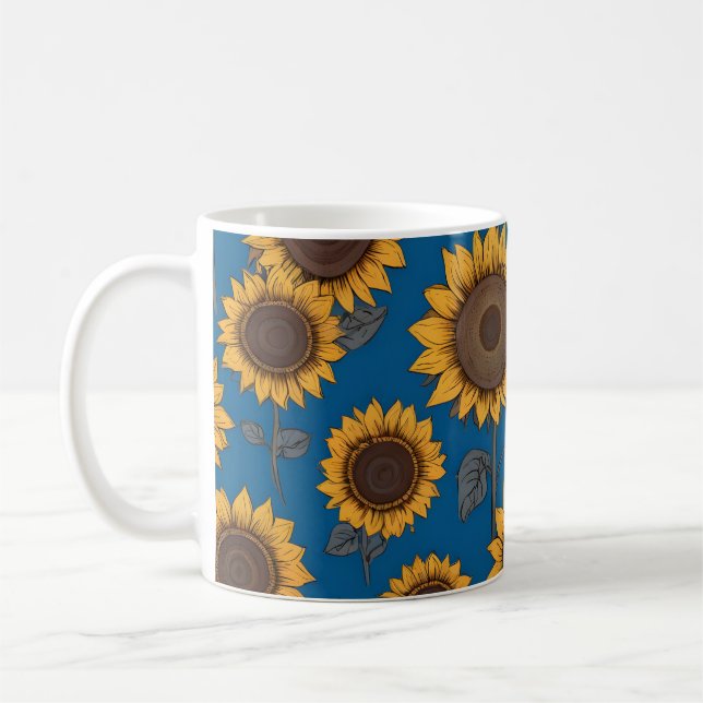Vackert solrosmönster kaffemugg (Vänster)