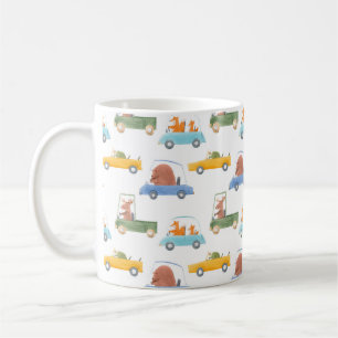 Vackert sömlös baby mönster med söt hand dra kaffemugg