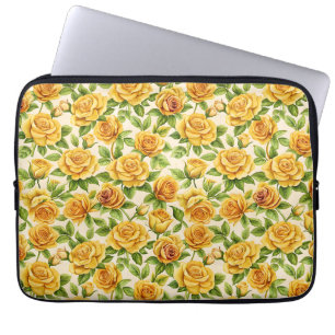 Vackert, sömlös Mönster i Gul ros Laptop Fodral