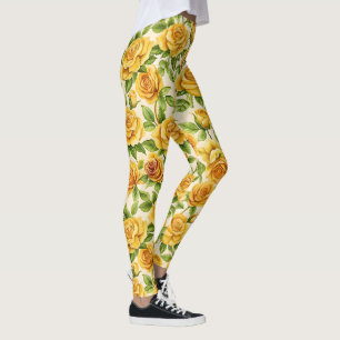 Vackert, sömlös Mönster i Gul ros Leggings