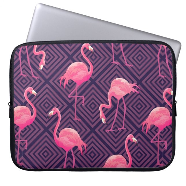Vackert, sömlöst tropiska mönster med rosa flam laptop fodral (Framsidan)