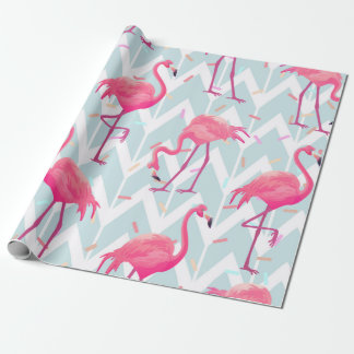 Vackert, sömlöst tropiska mönster med rosa flam presentpapper